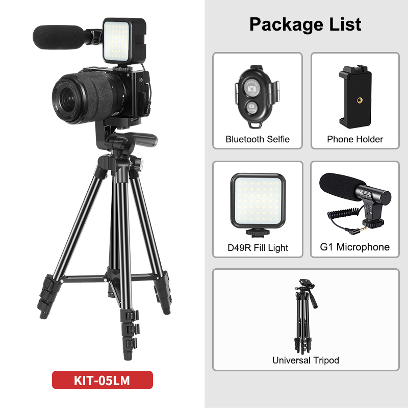 Jumpflash DSLR SLR Phone Vlog Tripod Vlogging Kits Live Selfie Fill Light Integration with Remote Control Microphone LED Light: KIT-05LM