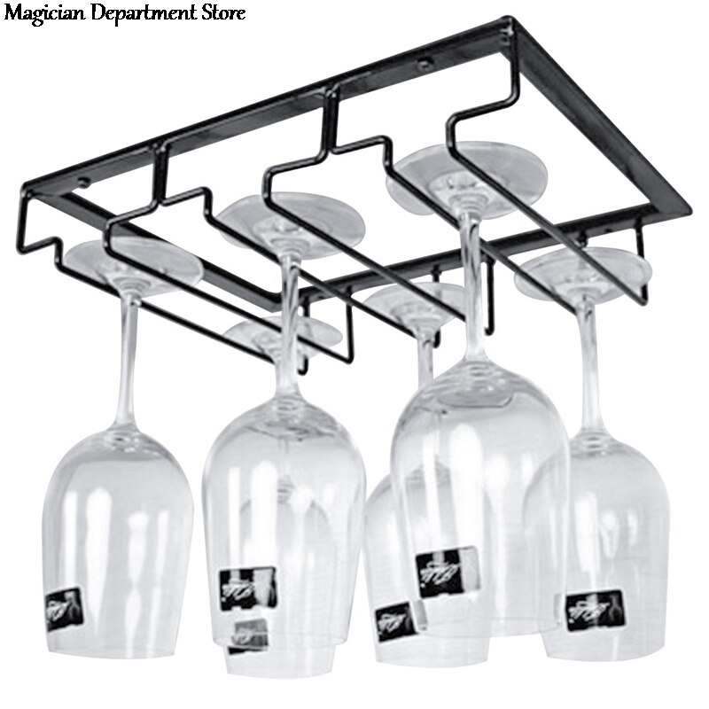 Glas metal rack kop skab hængende holder hylde glas bøjle køkken stilken vinglas arrangør bartender arrangør