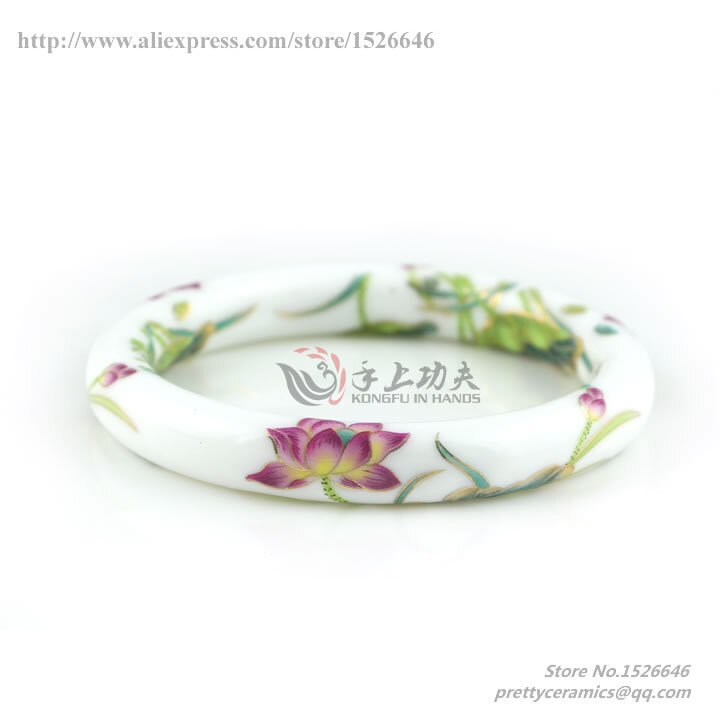 vintage flower ceramics bangles chinese traditional Classic jewelry Accessory china classic: lotuos