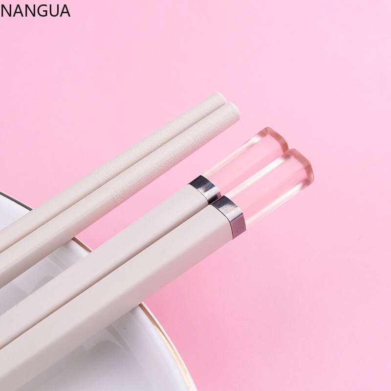 Un paio di bacchette in fibra di vetro colore ambra colore caramella bacchette giapponesi antiscivolo bastoncini per Sushi a prova d'umidità creativi: 1paio-02-fennse