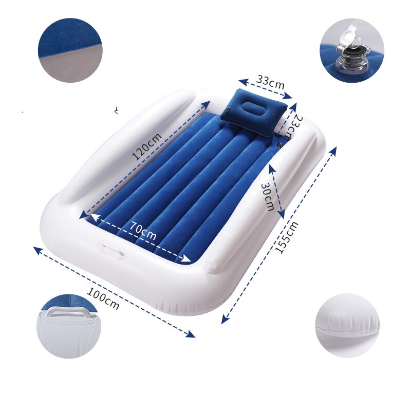 Inflatable Toddler Travel Bed with Safety Bumper for Camping Home Portable Blow Up Mattress for Kids with Built in Security Rail