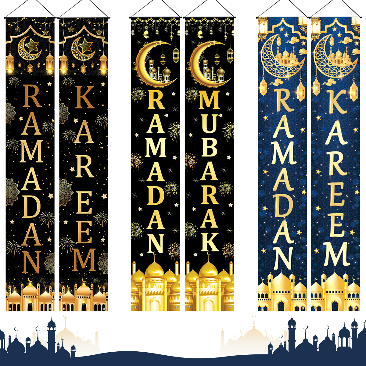 Banner da porta Eid Mubarak, decoração do Ramadã 2025 para casa Mubarak Ramadan Kareem festa muçulmana islâmica decoração Eid Al Adha presentes