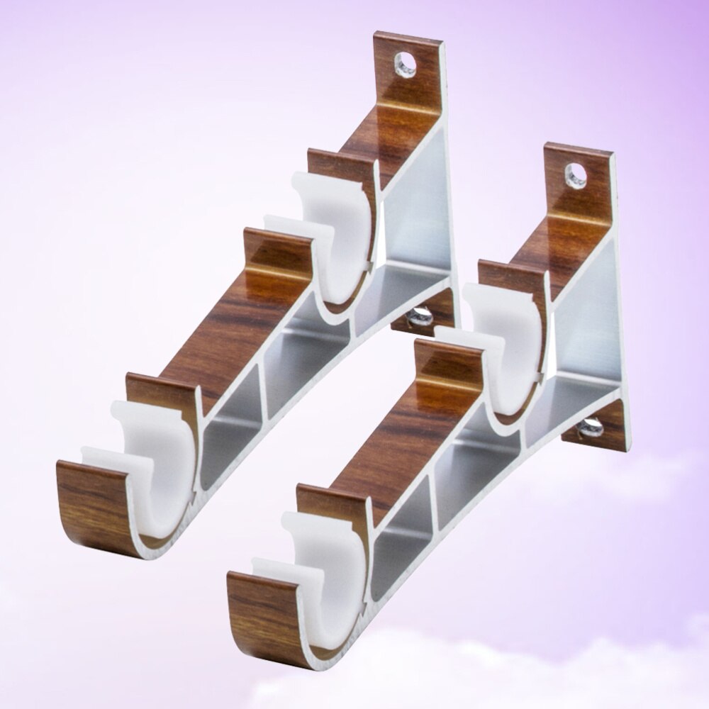 2PCS Curtain Fittings Aluminum Alloy Double Bracket Fish Type Double Code Curtain Rod Bracket