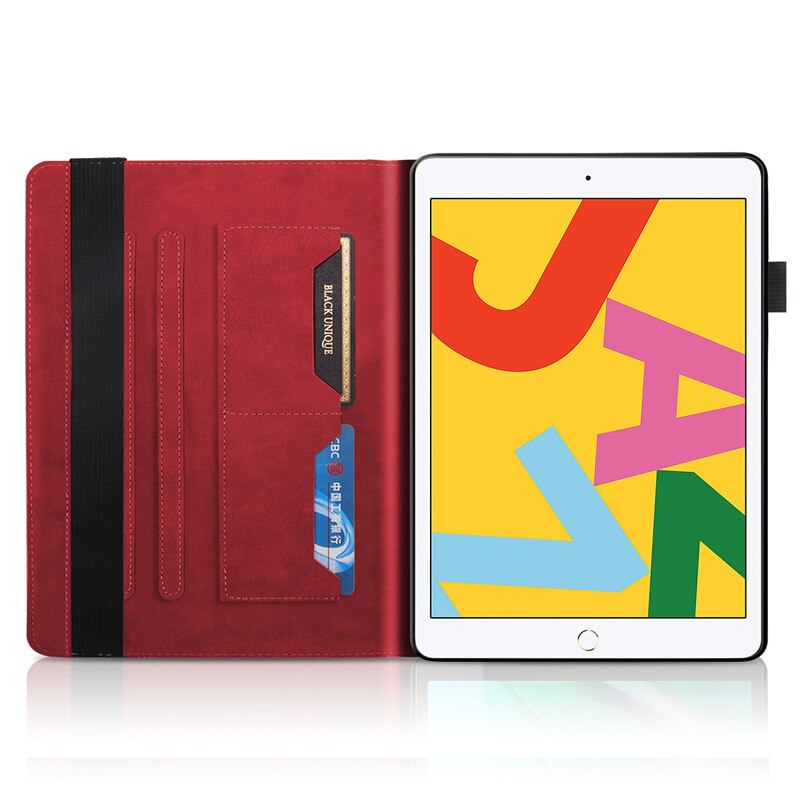 Tablet Case for iPad 8th 7th Gen 10.2" - Embossed Leather Folio Cover - Shockproof & Anti-Dust