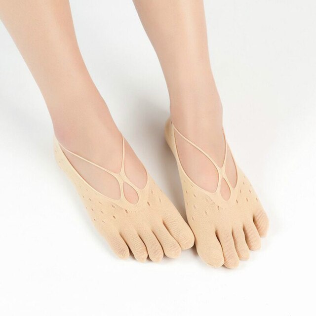 1 Pair Lace Socks Summer Orthopedic Compression Socks Women's Toe Socks Ultra Low Cut Liner With Gel Tab Breathable: Nude