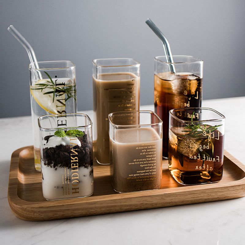 Golden Heat-resistant Square Glass Cup