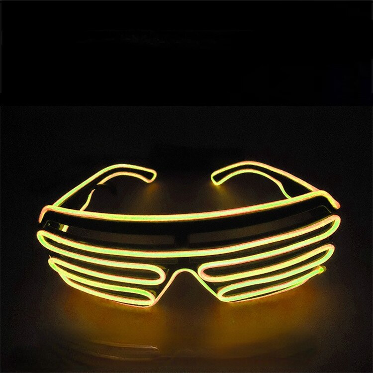 LED Luminous Glasses Halloween Glowing Neon Christmas Party Bril Flashing Light Glow Sunglasses Glass Festival Supplies Costumes: YELLOW