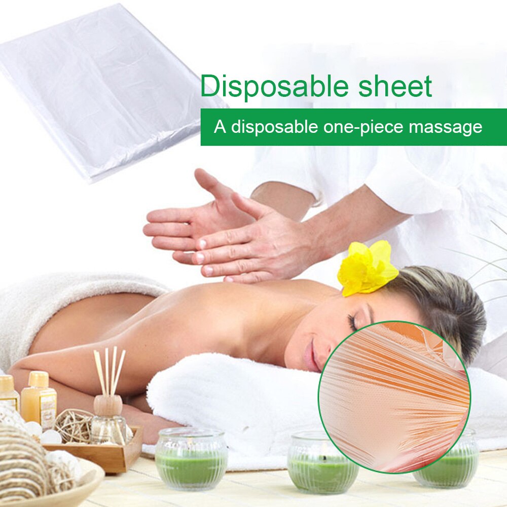 100 st kosmetiska salongslakan spa massage sängbord täcke lakan plast transparent skönhetssäng film vattentät