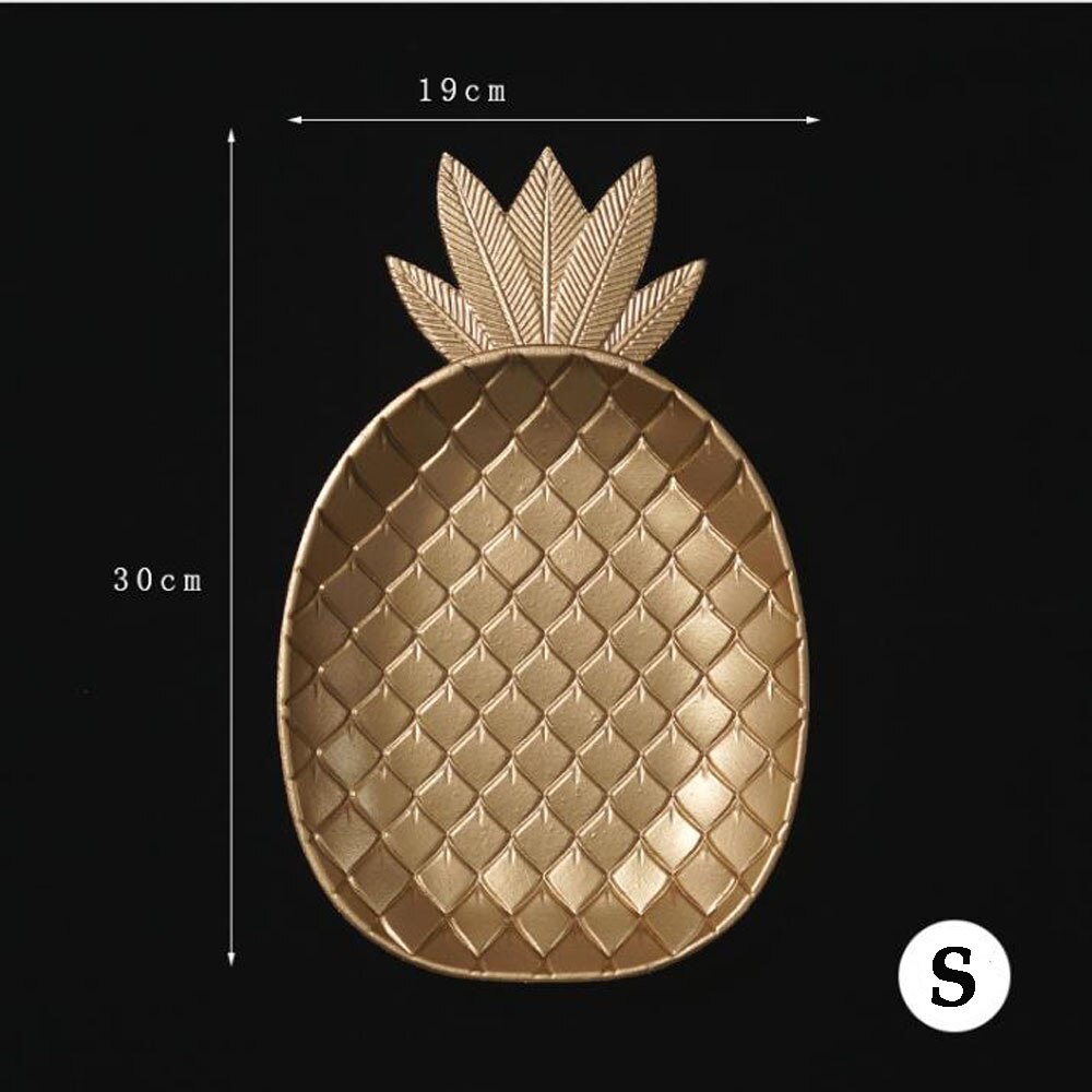 Plateau décoratif nordique doré en forme de feuille d&#39;ananas, plateau de service, palette de bijoux, plateau de collation aux fruits, organisateur de rangement de décoration de Table: type 3 size S
