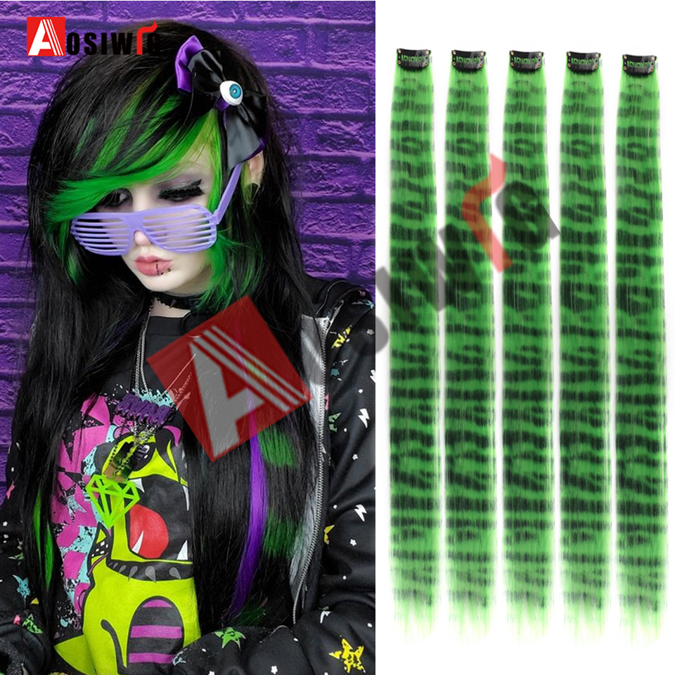 5PC Synthetic Feather Hair Extensions With Clips Heat Resistant Straight Hair Extensions Color Colored Black Hair Clip Womens 8G: WHITE