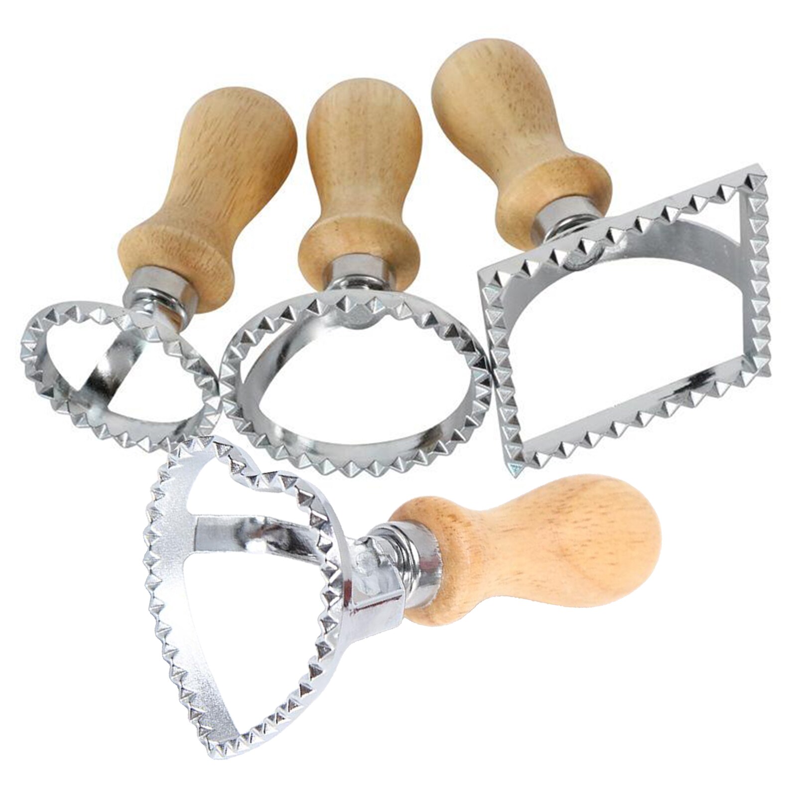 Ravioli Stamp Maker Cutter Pasta Maker Mold with Wooden Handle and Fluted Edge, Pasta Press Kitchen Attachment
