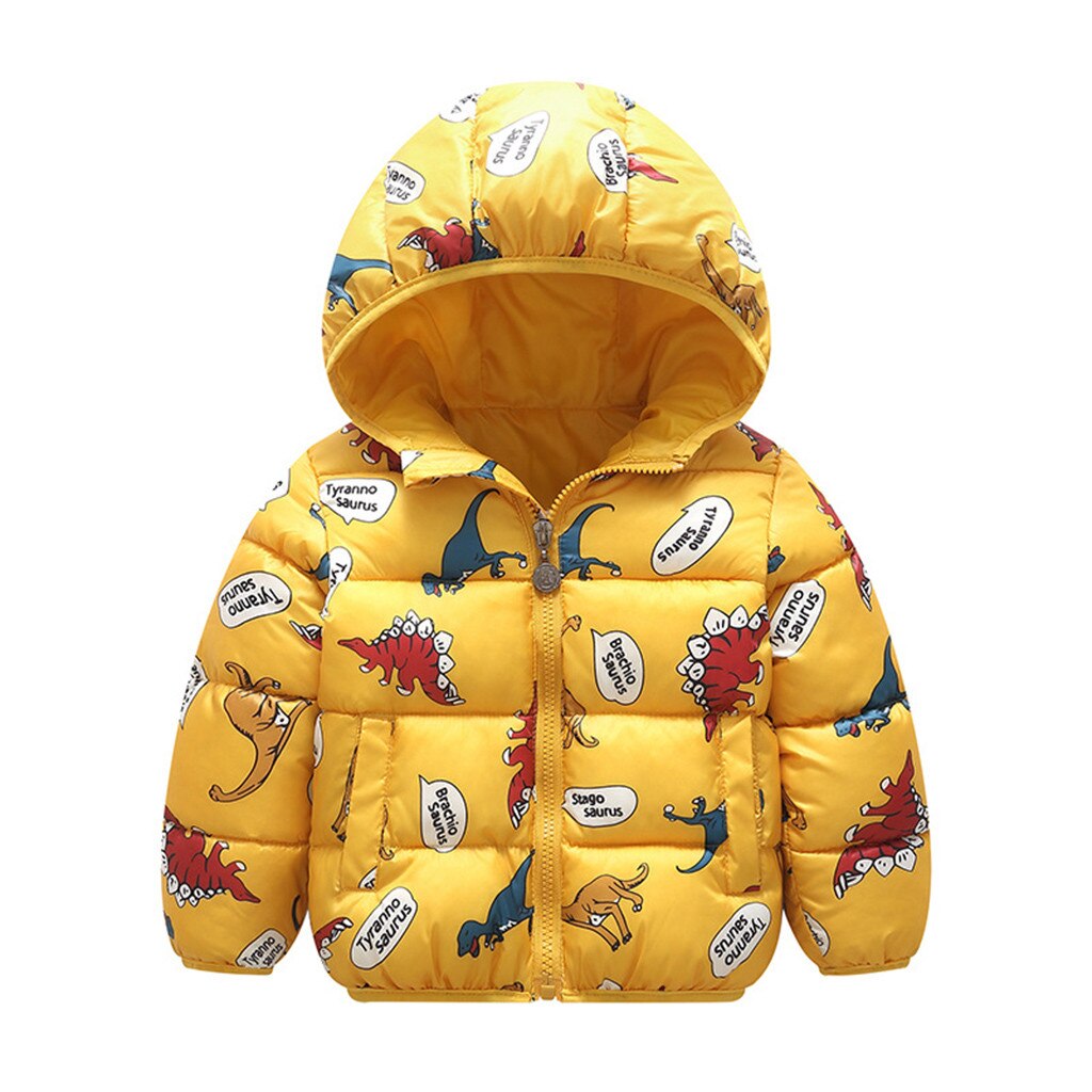 Dessin animé imprimé bébé manteau à capuche enfant en bas âge bébé filles hiver dessin animé coupe-vent manteau à capuche vêtements d'extérieur chauds veste: Jaune / 3T