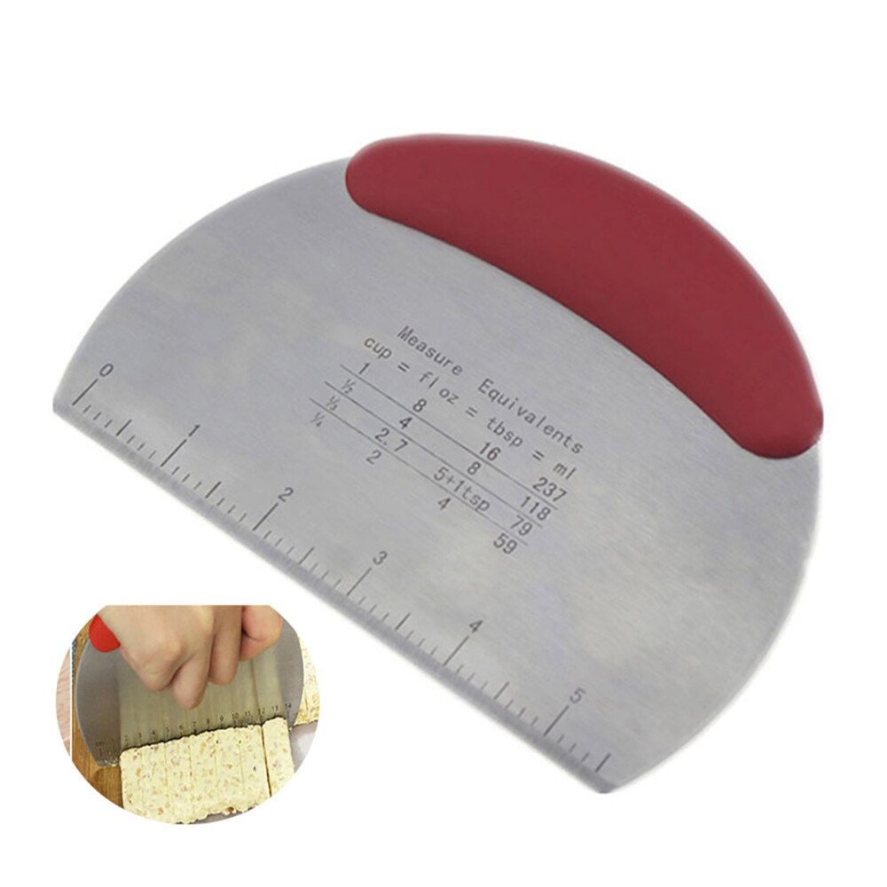 Degskärare i rostfritt stål skrapa pastakniv med mätmärken bröd pizza bakverk verktyg för kök konditor