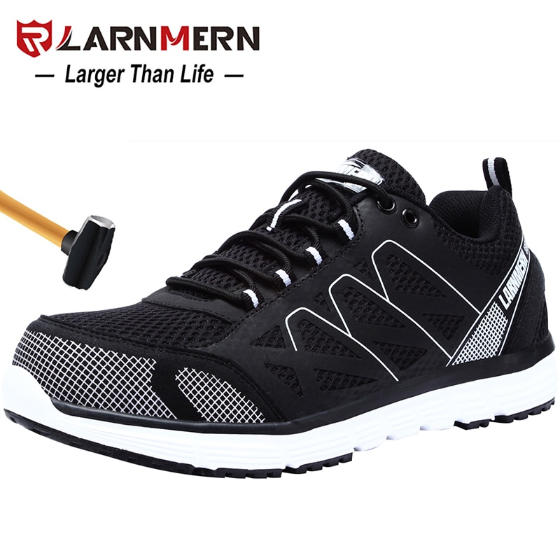 LARNMERN Mens Safety Work Shoes Steel Toe shoes Breathable Lightweight Anti-smashings Non-slip Reflective Protective shoes