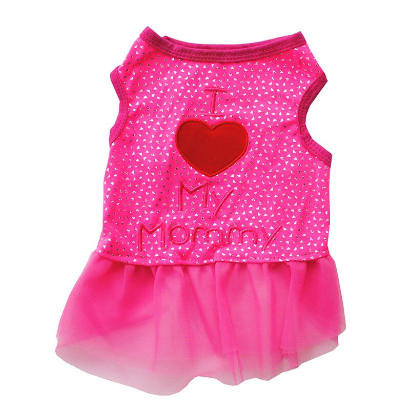 Hart Brief Gedrukt Hond Jurk Zomer Hond Kleding Vest Rok Huisdier Doek I Liefde Mama Hond Rok Ruches Jurk Zoete hond Kleding: Roze / L