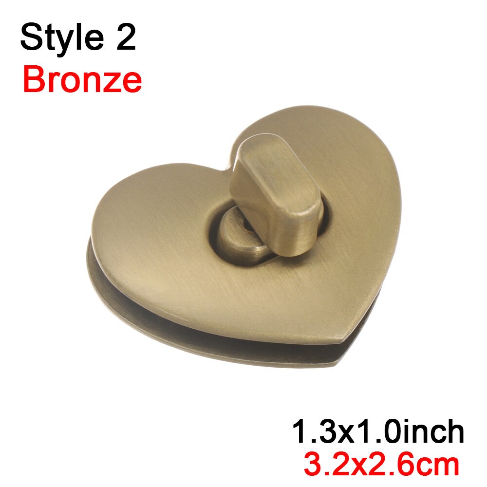 1Pc Metalen Duurzaam Sluiting Voor Diy Handtas Bag Purse Bagage Turn Lock Twist Lock Hardware Sluiting Zak Onderdelen Accessoires: Style 2-Bronze