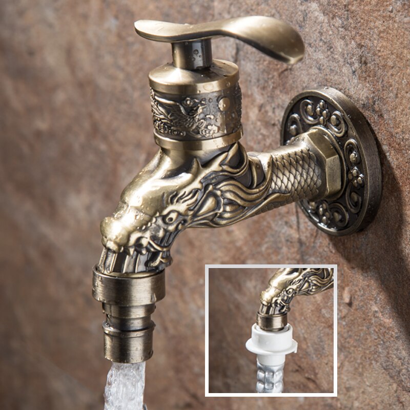 Buiten Tuinkraan, G1/2 Retro Koperen Badkamer Wastafel Kraan, Wandmontage Decoratieve Waterslang Enkele Koude Kraan, Klassieke Waterkraan Brons