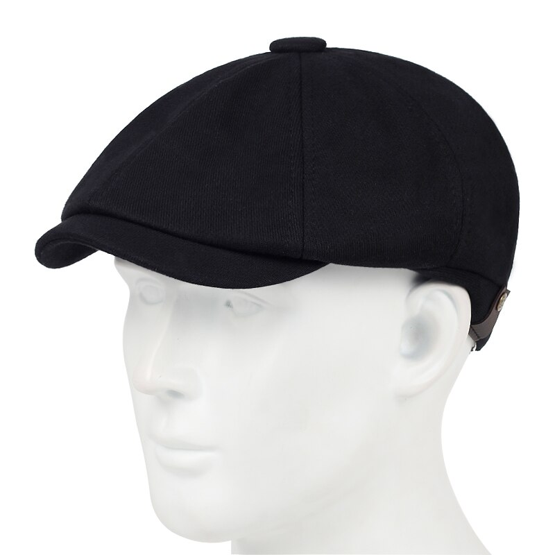 Katoen % Mode Baret Mode Oude Hoed Vier-Kleur Casual Hoeden Herfst En Winter Warm cap Koude Caps: Black