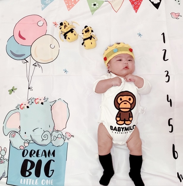 Ins baby milstolpe filt ballong foto fotografi rekvisita bakgrund tyg tillväxt månatlig fira matta pojke flicka tillbehör