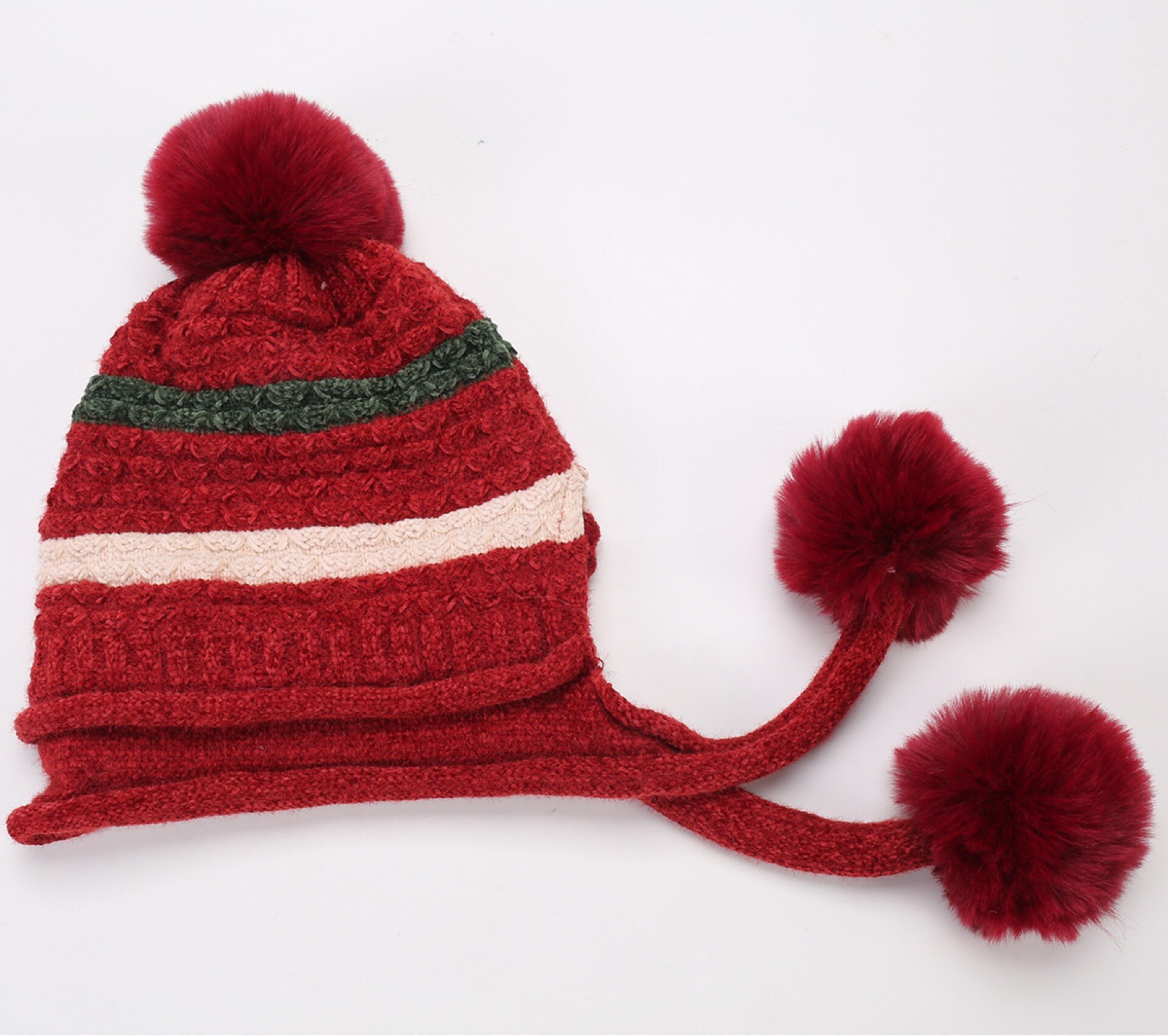 Gorro de punto de terciopelo para mujer, gorro grueso de estilo Ruso, negro, azul marino y blanco, cálido, novedad de otoño e invierno,: Rojo