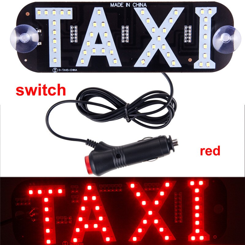 Werbung Licht für Taxi Tafel Zeichen 12V LED Auto Ladegerät Windschutzscheibe Taxi Anzeige Signal Licht Windschutzscheibe Lampe Taxi oben licht: Ladegerät schalten rot