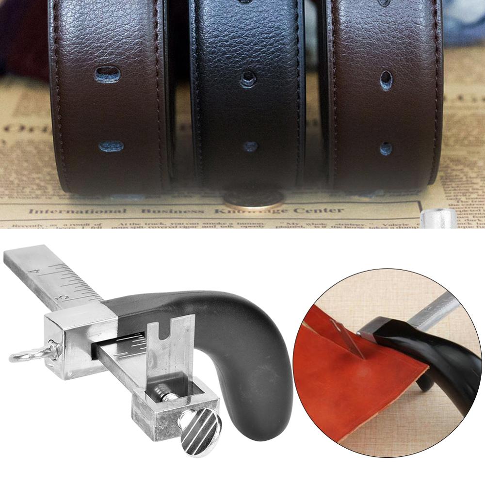DIY Adjustable Leather Strap Belt Cutter Hand Stainless Steel Strip Cutter Cutting Tool with Aluminium Handle for Leather Craft