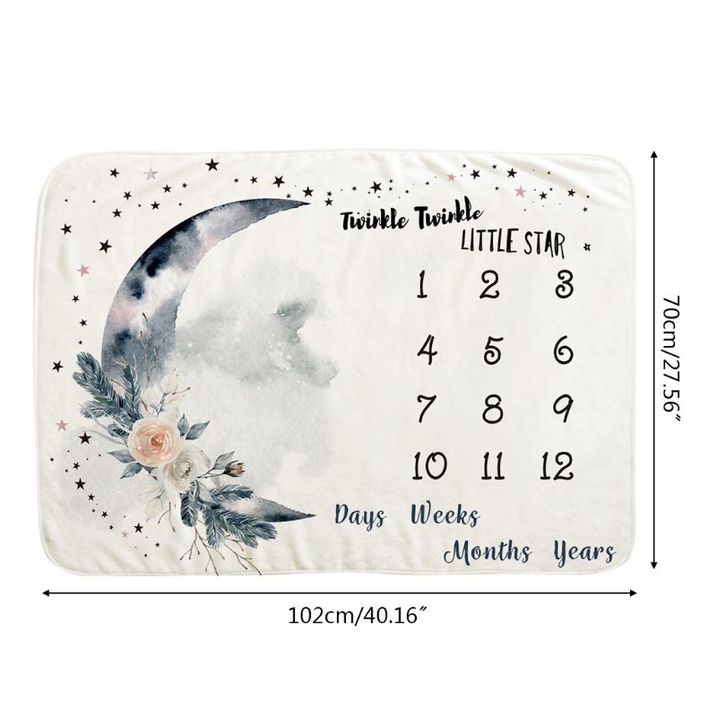Infant Monthly Record Growth Milestone Blanket Newborn Photography Props Cloth
