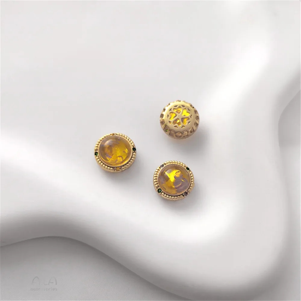 Cuentas de transferencia con incrustaciones de ópalo de imitación, accesorios de joyería hechos a mano, oro mate, chapado en cobre, Retro: Chapado en cobre envejecido