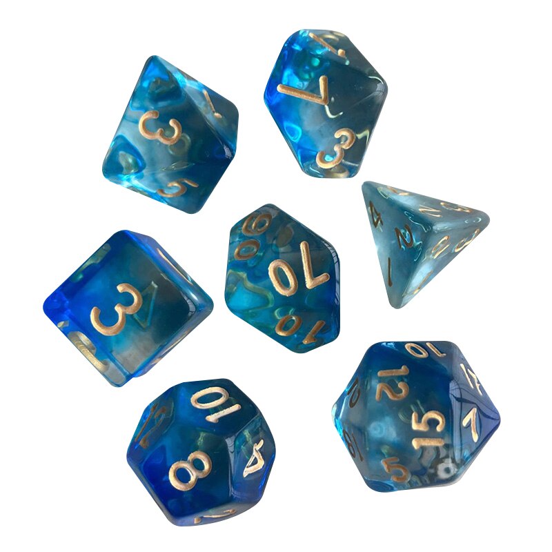 7 unidades/juego de dados de gema, juego de mesa de dos colores, multifacético, juego de dados geométricos MSU88: Blue