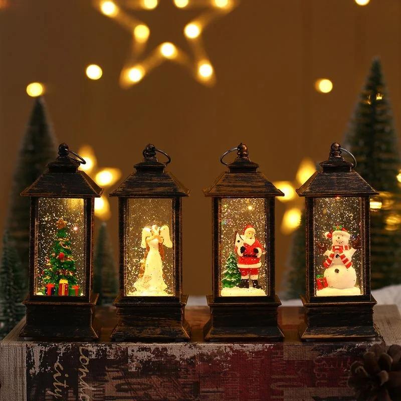 retro Quadratische Lampe Weihnachtsmann Nachtlicht Weihnachten LED Windlichter Weihnachtsbaum Ornamente Weihnachten Heimat Dekoration