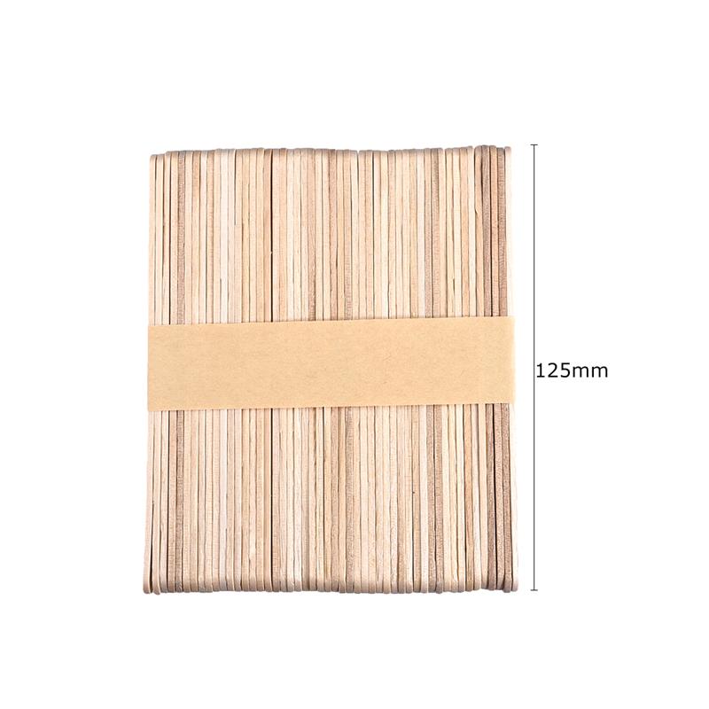 50pcs/Set Wood Ice Cream Stick Craft Stick Ice Cream Sticks Natural Wood Popsicle Craft Ice Cream Tool Supply 5 Sizes: 125mm
