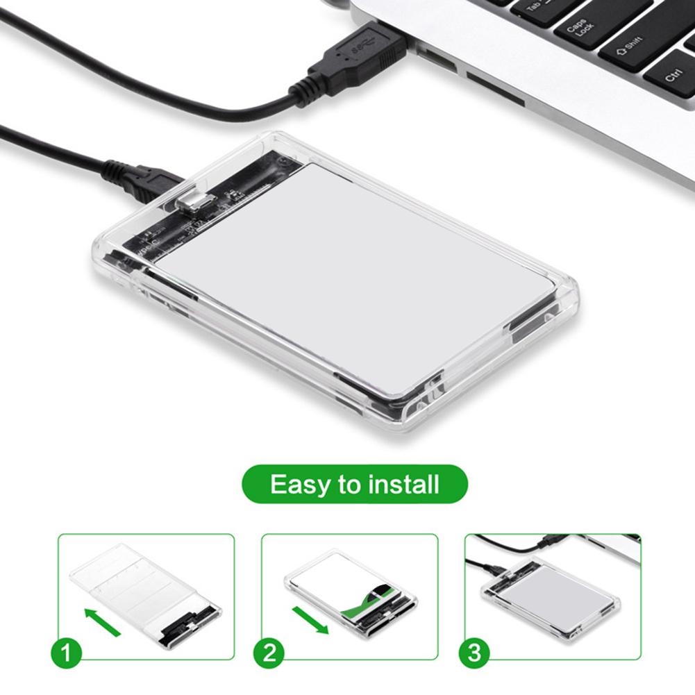 2.5 Inch Transparant Hard Disk Case Type-C Naar Sata Hdd Ssd Mobiele Behuizing