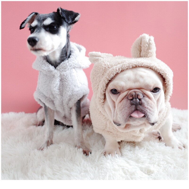 Hund Weste Weiche Fleece Kleidung Für Hunde Cute Bunny Ohr Hund Pyjamas Shirts Winter Warm Hund Kleidung Französisch Bulldogge Schnauzer mantel
