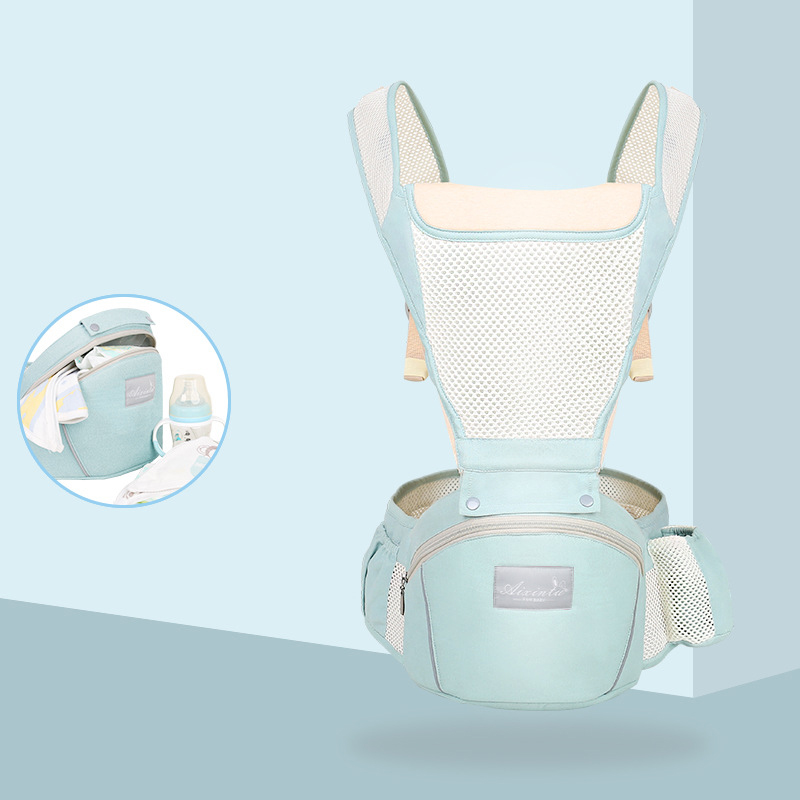 2022 0-48 Month Ergonomic Baby Carrier Infant Baby Hipseat Carrier 3 In 1 Front Facing Ergonomic Kangaroo Baby Wrap Sling: green 353