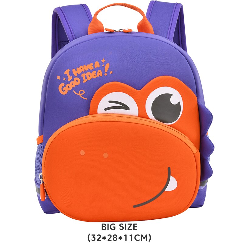 GREATOP-Mochila con dibujos de dinosaurios en 3D para niños y niñas, morral escolar para niños pequeños de 2 a 5 años: Purple-big