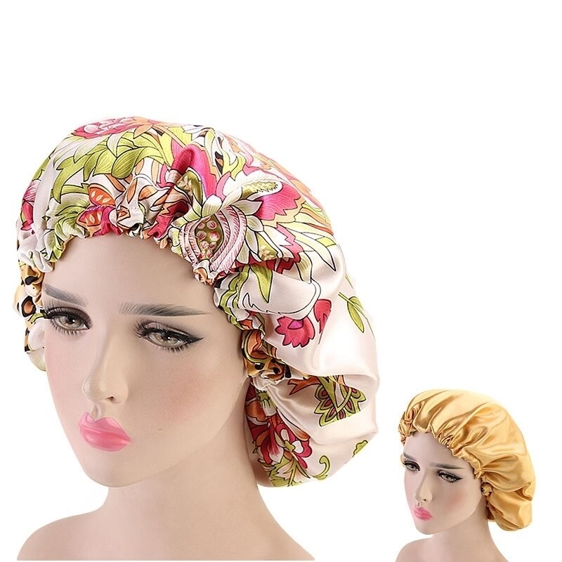 Elastische Band Motorhaube Frauen Doppel Schicht Seidige Durag Headwrap Haar Band Welle Nacht Kappen Blumen Salon Hütte Turban Haar Schmuck: style7