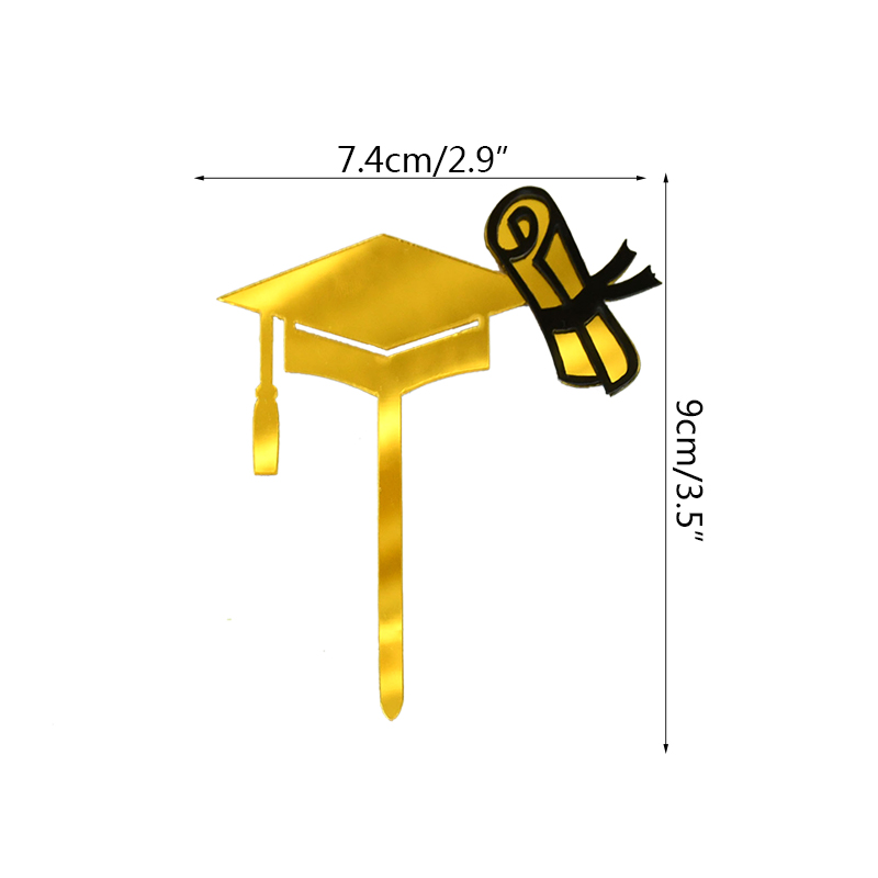 3Pcs Happy Graduation Acryl Cake Toppers Goud Zwart Congrats Grad Cake Topper Voor Klasse Van 2022 College Vieren Party decor: B04