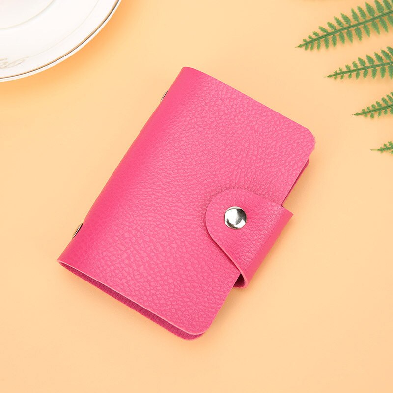 1 sztuk PU skóra miękka posiadacz karty kolor wielu posiadacz karty mężczyzna i kobieta pojemnik na kartę bankową proste podróży jednolity kolor mały prezent: Rose red A24