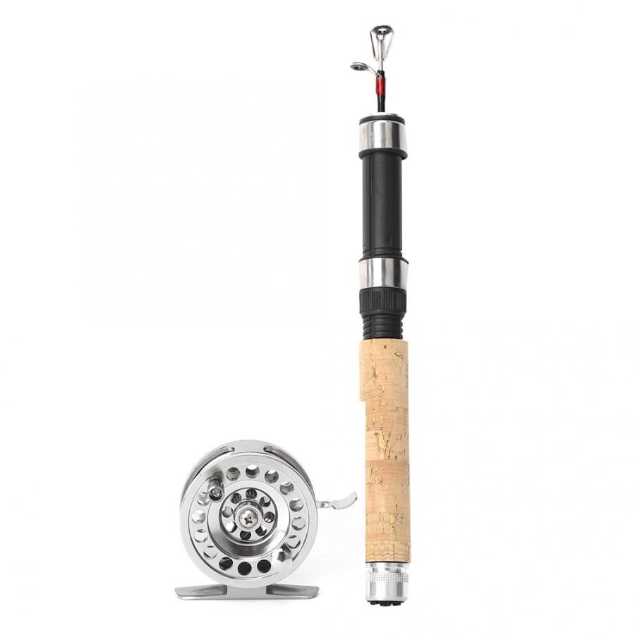 Caña de pescar en hielo de 26-65CM, anillo de guía de cerámica combinado, caña de pescar en hielo de invierno + carrete de Metal, rueda de pesca giratoria, varilla de mango de madera: Without Guides