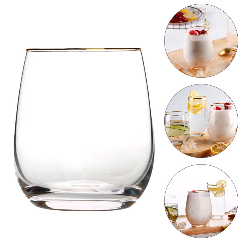 2 Pcs 340 Eenvoudige Glazen Mokken Schattig Water Cups Mokken (Transparant)