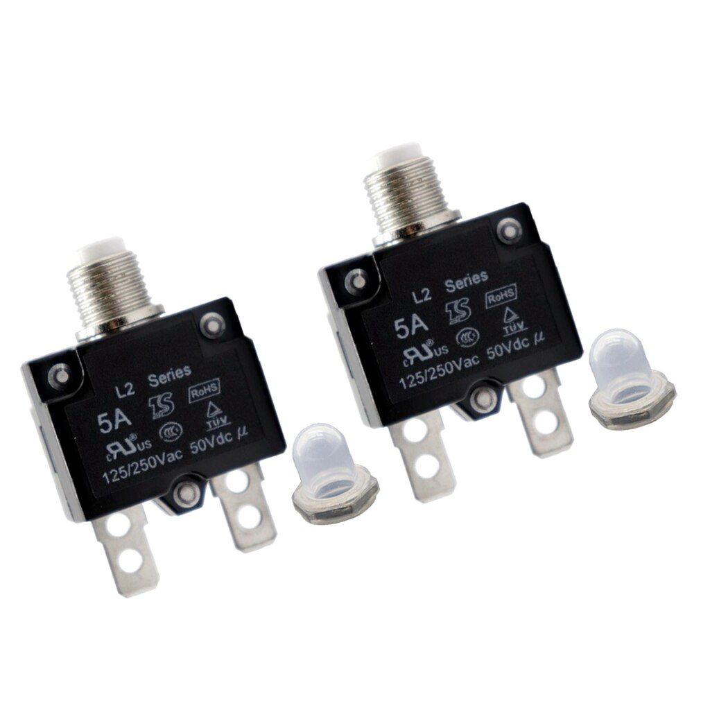 2pcs 5A For cars, trucks, ships Circuit Breaker Overload Protector Switch Fuse Resettable 125/250V Good