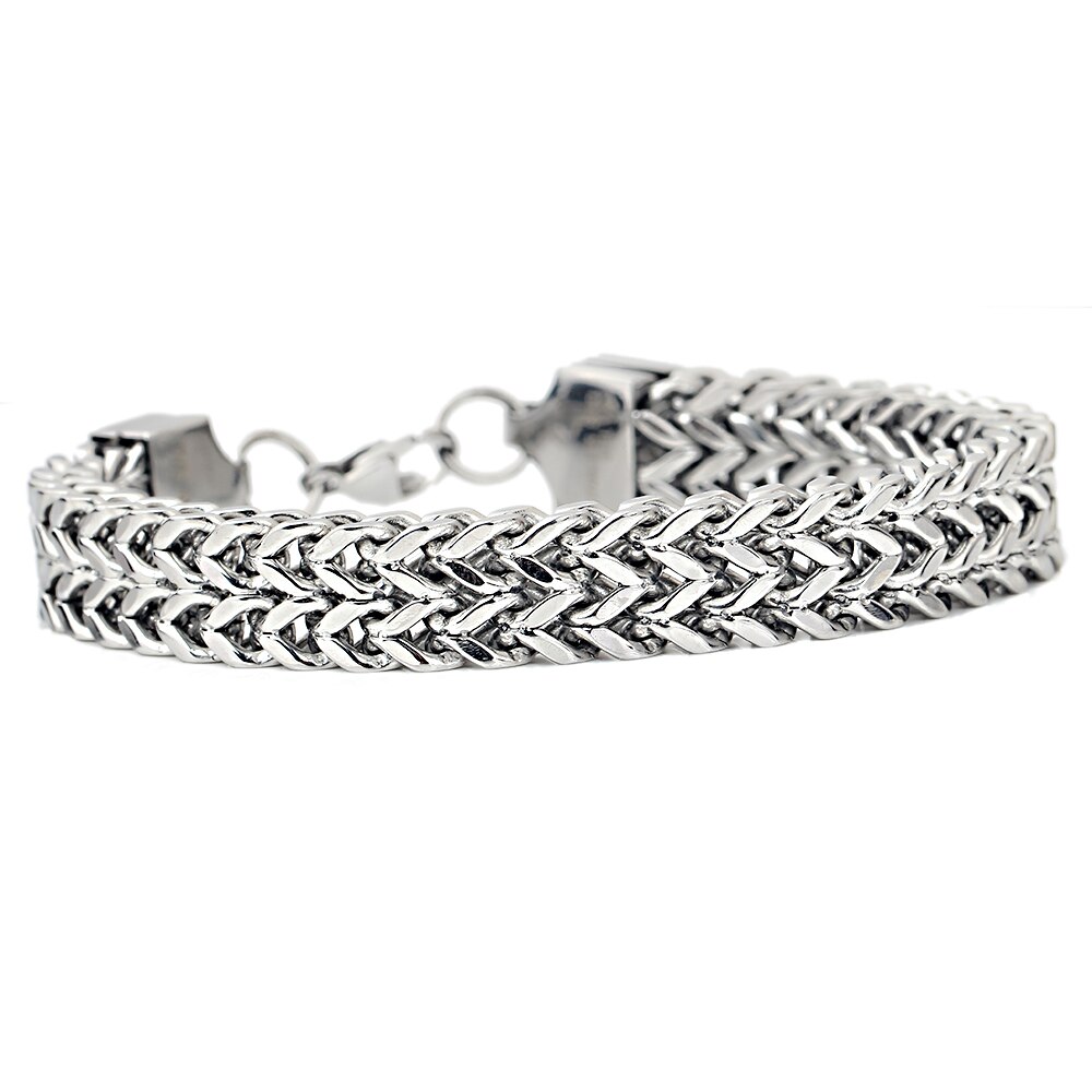 Jewelry Metal Stainless Steel Biker Men's Motorcycle Chain Punk Rock Male Bracelet Silver Color For Men's