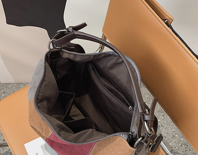 Vrouwelijke Mode Canvas Grote Capaciteit Slouchy Schoudertas Vrouwen Casual Grote Maat Zacht Katoen Patchwork Weekender Handtas