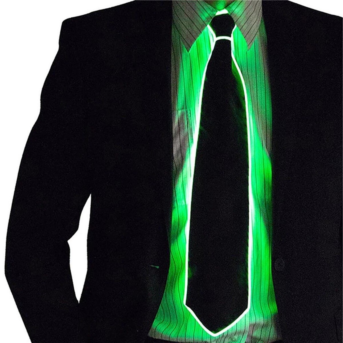 EL Luminous Necktie Glowing Fanny Flashing Ties Novelty Necktie for Men LED Light Up Ties Halloween Party Costume Accessory