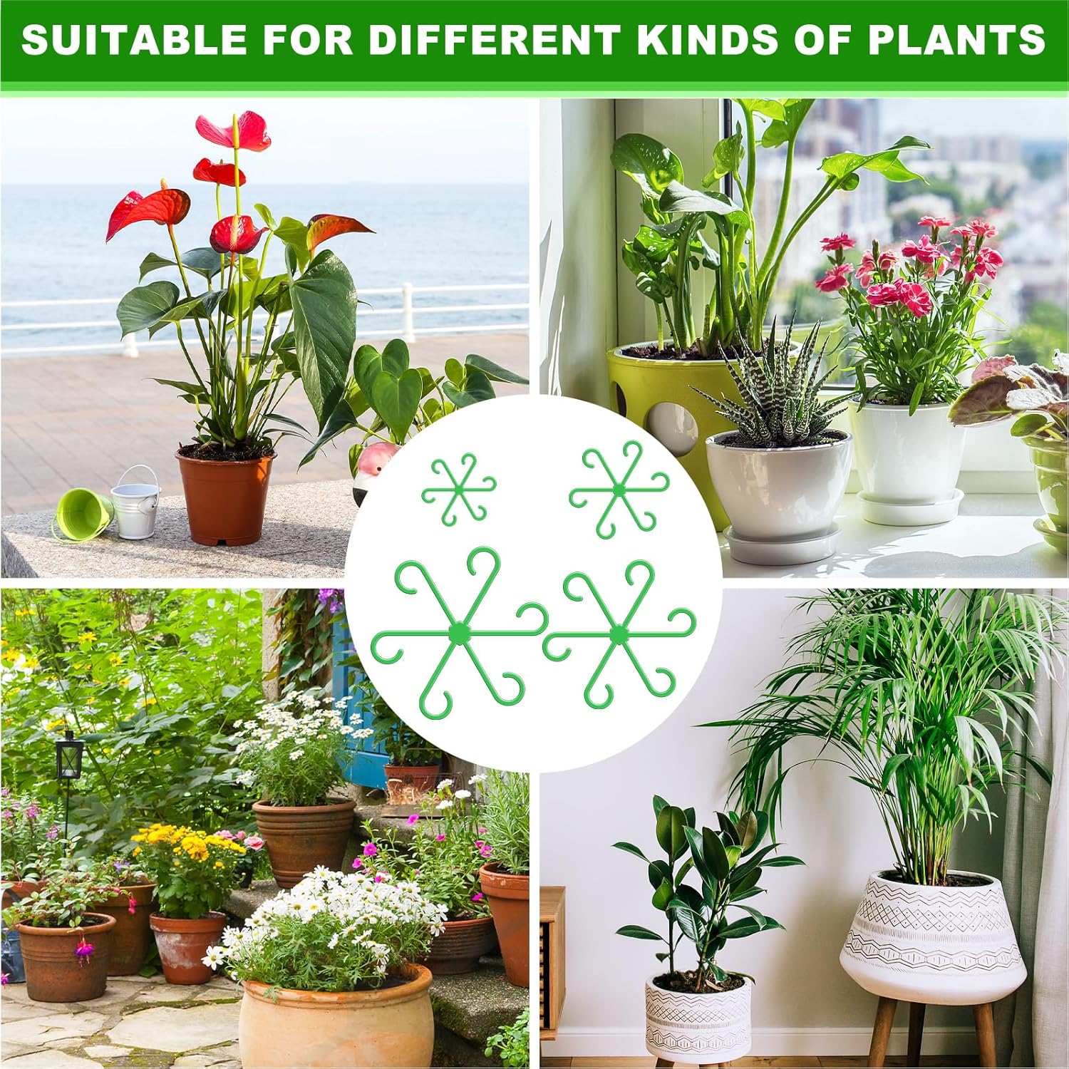 4/8PCS Flower Plant Stem Support Stakes Climbing Houseplant Stand Frame Plastic Garden No Stake Trellis Plant Holder Rack Hoops
