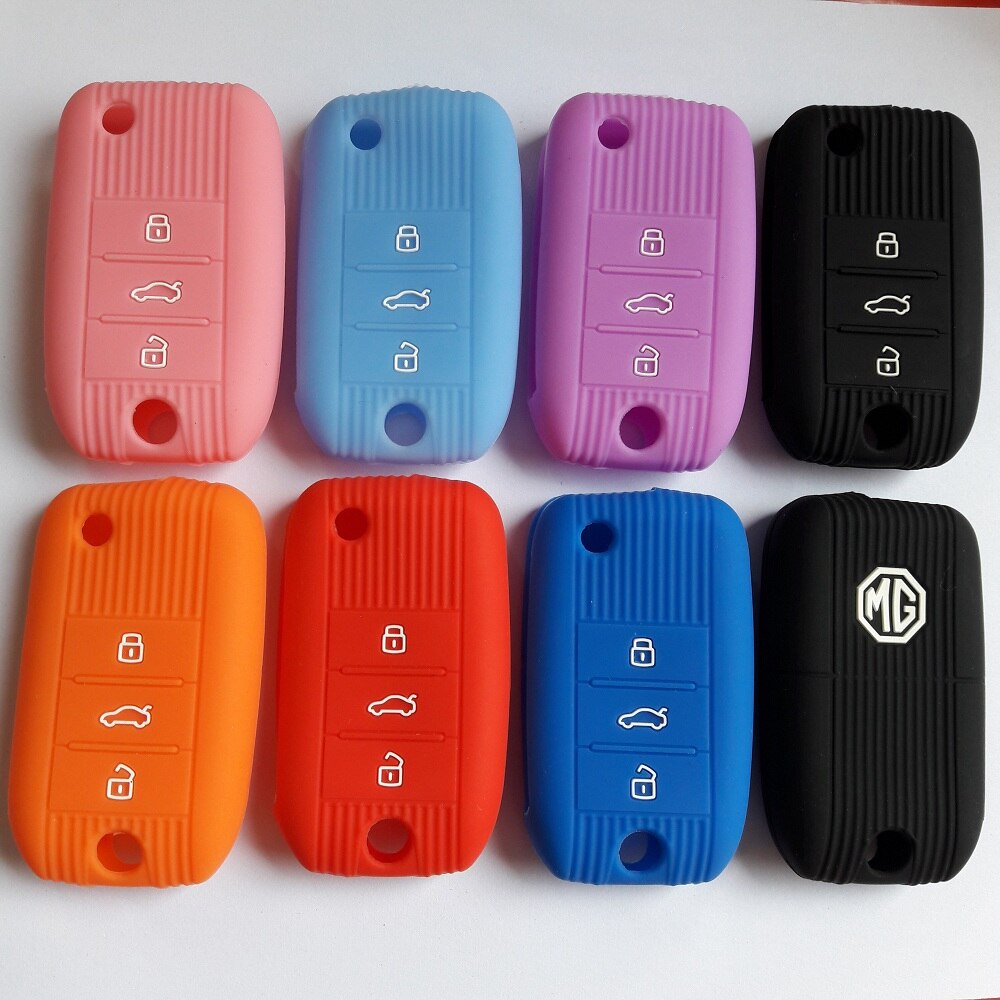 Estuche protector de llave para coche MG ZS, funda de silicona plegable, mando a distancia, 3 botones: Rojo