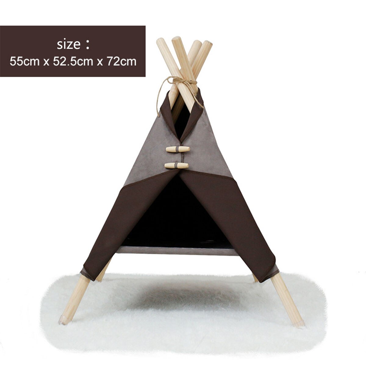 Casa tipi portátil para mascotas, tienda de campaña con cojín grueso y pizarra para interiores, casas modernas para cachorros y gatitos: Dark brown