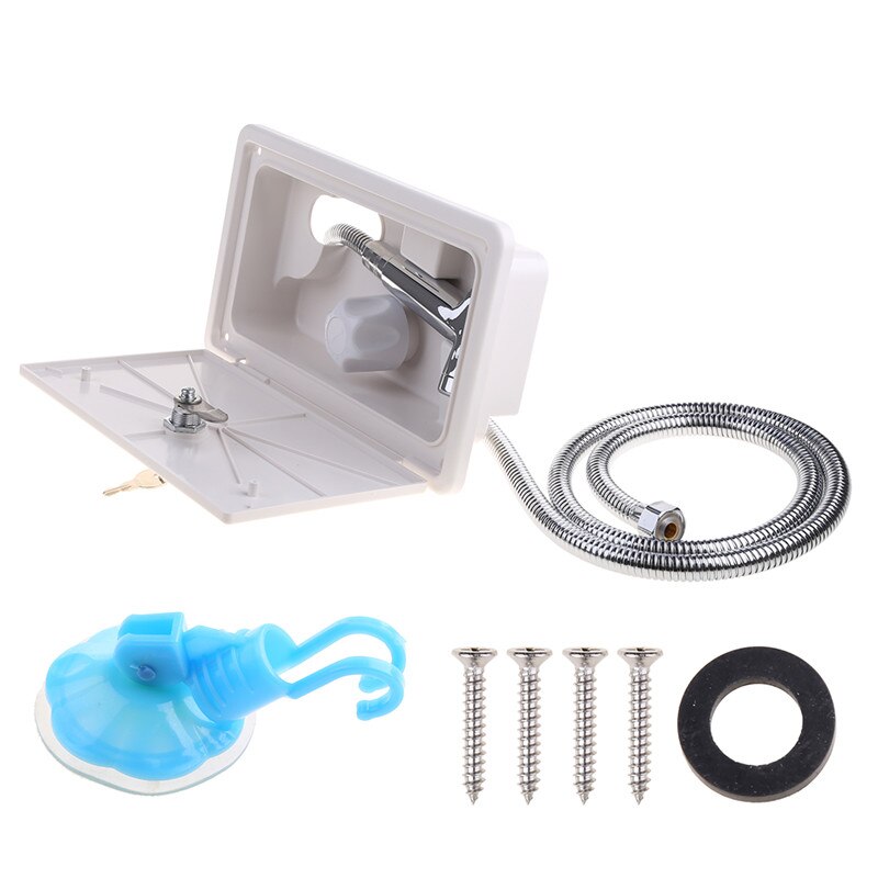 Wit/Zwart Rv Douche Box Kit Met Lock-Inclusief Douche Kraan Douche Slang Douche Wand Voor Boot Marine camper Camper Caravan: WHITE