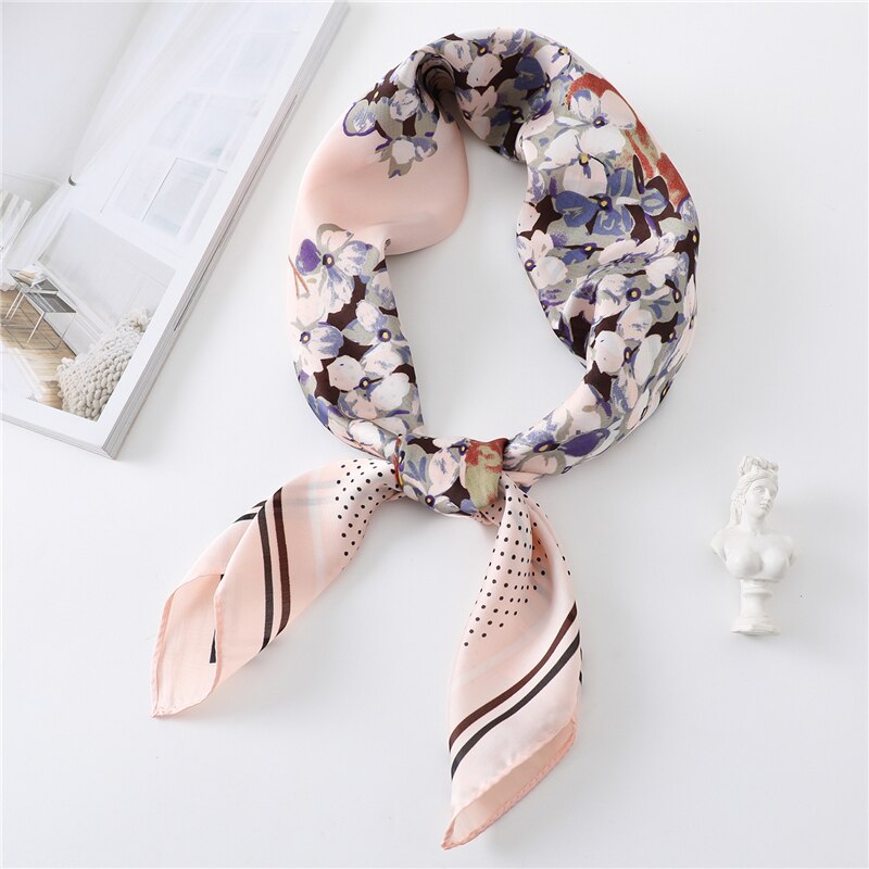 Zomer zijden haarbanden voor dames, sjaals met bloemenprint, foulards, hoofddoeken, bandana's en stropdassen