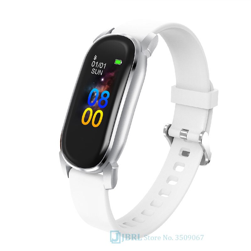 Temperatura Intelligente Banda Delle Donne Degli Uomini Braccialetto Intelligente Inseguitore di Fitness Per Android IOS Smartband Top di Lusso Intelligente Wristband della Fascia di Polso: silicone white